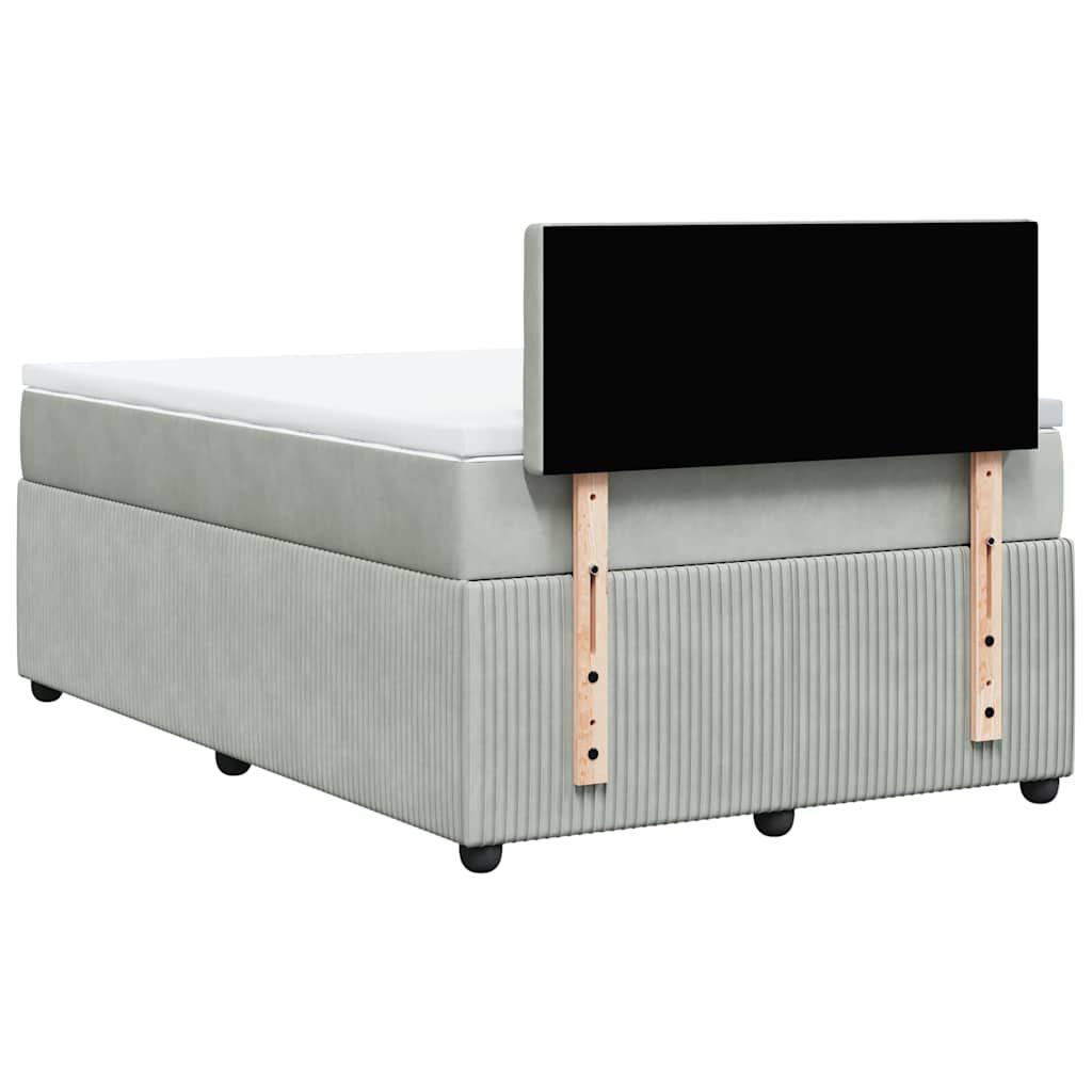 vidaXL Κρεβάτι Boxspring με Στρώμα Ανοιχτό Γκρι 120x200 εκ. Βελούδινο