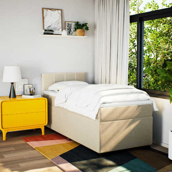 vidaXL &Kappa;&rho;&epsilon;&beta;ά&tau;&iota; Boxspring &mu;&epsilon; &Sigma;&tau;&rho;ώ&mu;&alpha; &Kappa;&rho;&epsilon;&mu; 90x200 &epsilon;&kappa;.&Upsilon;&phi;&alpha;&sigma;&mu;ά&tau;&iota;&nu;&omicron;