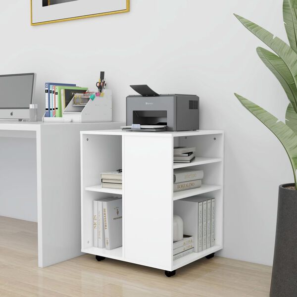 vidaXL Ντουλάπι Τροχήλατο Λευκό 60 x 53 x 72 εκ. από Επεξ. Ξύλο