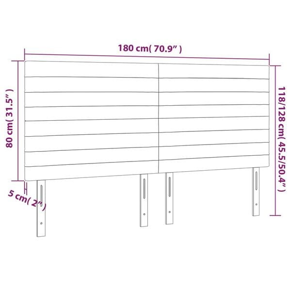 vidaXL Κεφαλάρι Κρεβατιού LED Μαύρο 180x5x118/128 εκ. Βελούδινο