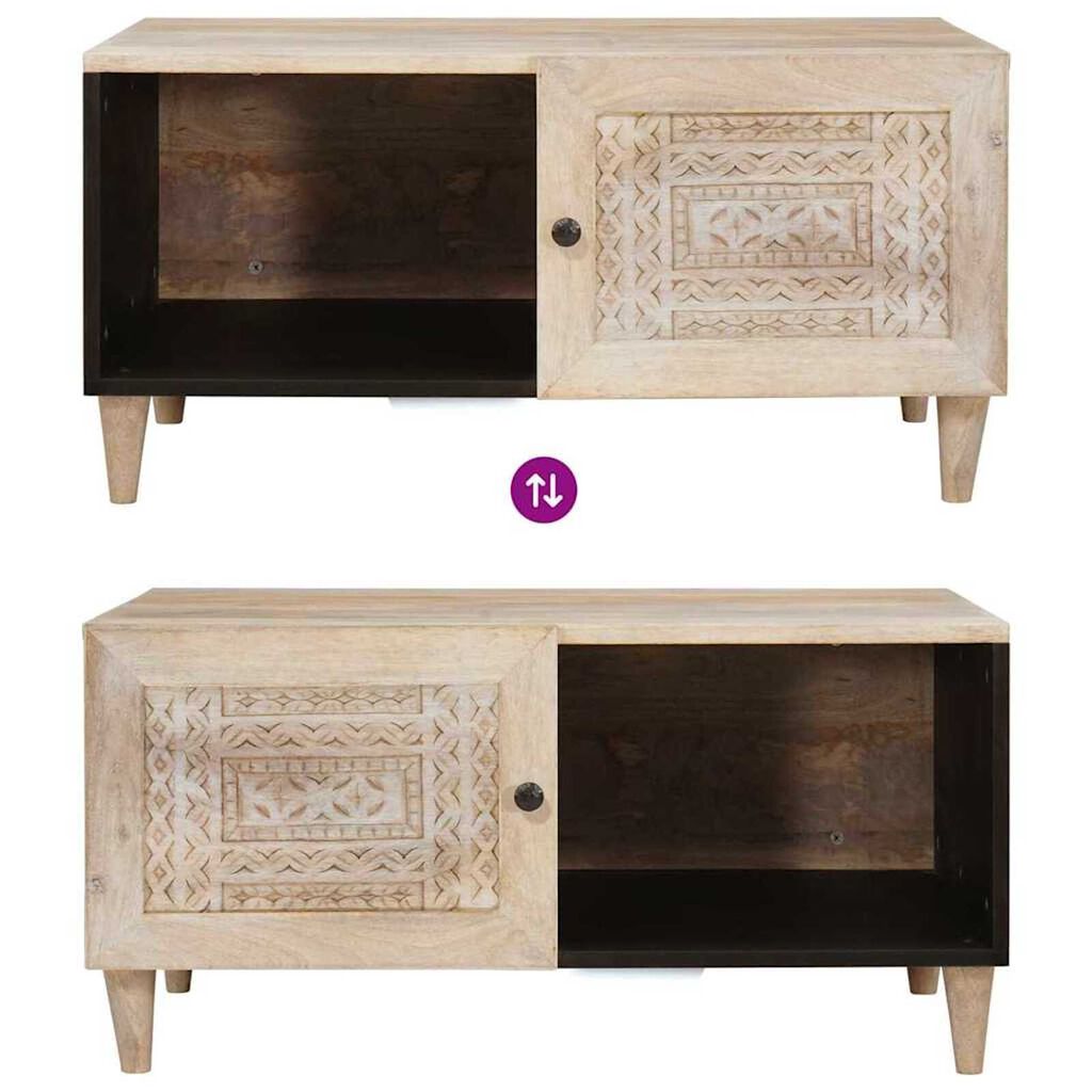 vidaXL Τραπεζάκι σαλονιού Μπεζ 80 x 50 x 40 cm Μασίφ ξύλο μάνγκο