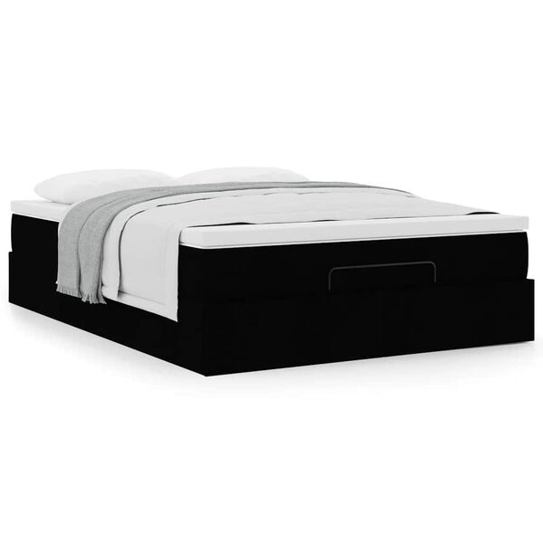 vidaXL Οθωμανικό κρεβάτι με στρώμα Μαύρο 140x200cm Faux Leather