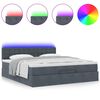 vidaXL Οθωμανικό κρεβάτι με στρώμα & LEDs Σκούρο γκρι 180x200cm Velvet