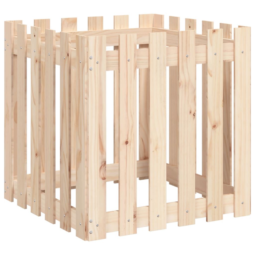 vidaXL Ζαρντινιέρα με Σχέδιο Φράχτη 60 x 60 x 60 εκ. Μασίφ Ξύλο Πεύκου