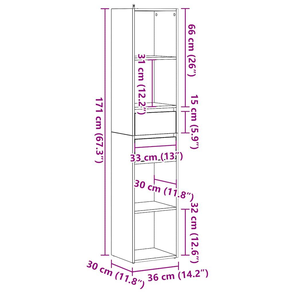 ντουλάπι βιβλίων vidaXL Παλιό ξύλο 36x30x171 cm Κατασκευασμένο ξύλο