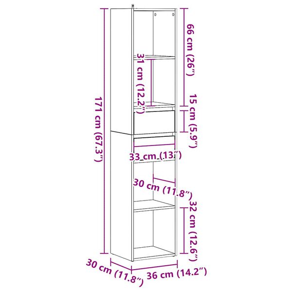ντουλάπι βιβλίων vidaXL Παλιό ξύλο 36x30x171 cm Κατασκευασμένο ξύλο