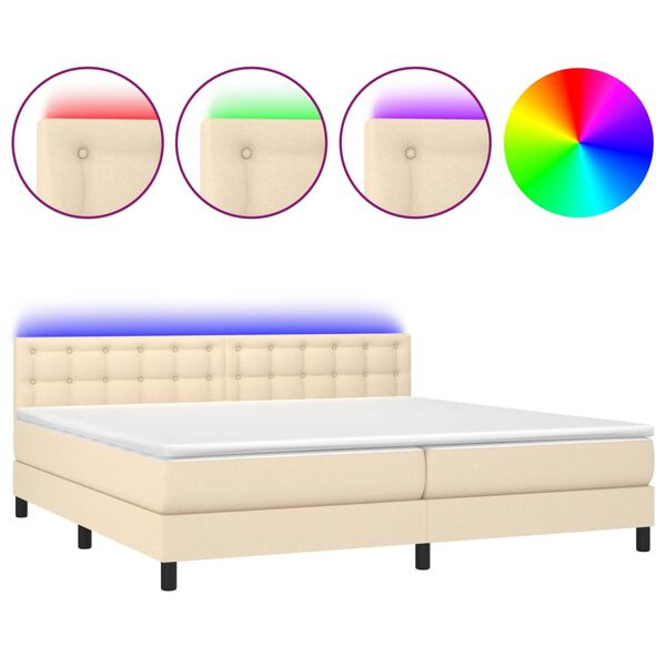 vidaXL &Kappa;&rho;&epsilon;&beta;ά&tau;&iota; Boxspring &mu;&epsilon; &Sigma;&tau;&rho;ώ&mu;&alpha; & LED &Kappa;&rho;&epsilon;&mu; 200x200 &epsilon;&kappa;. &Upsilon;&phi;&alpha;&sigma;&mu;ά&tau;&iota;&nu;&omicron;
