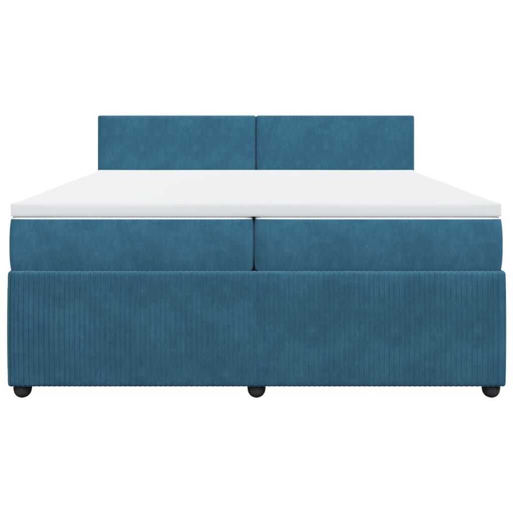 vidaXL Κρεβάτι Boxspring με Στρώμα Μπλε 200x200 εκ. Βελούδινο