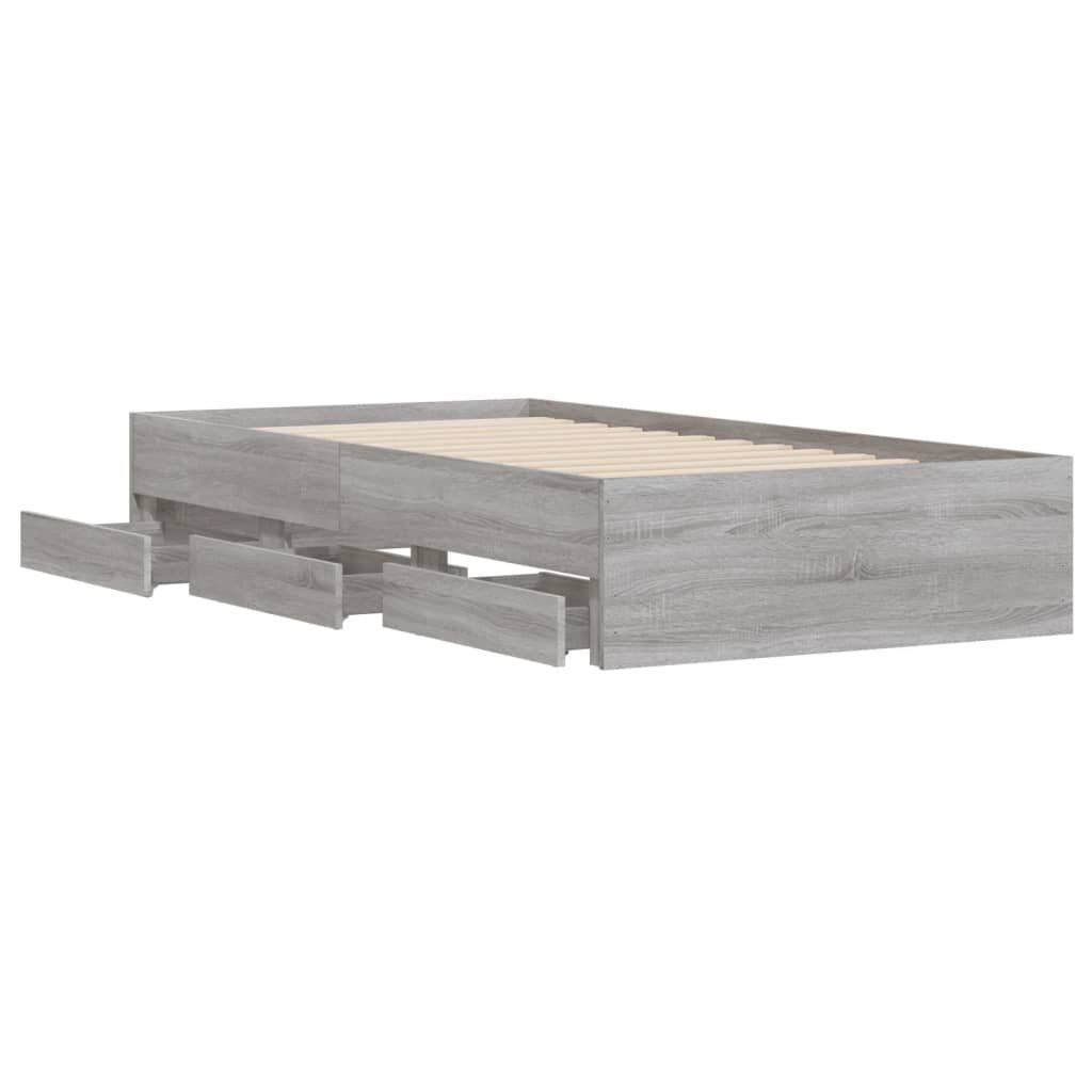 vidaXL Πλαίσιο Κρεβατιού με Συρτάρια Γκρι Sonoma 75x190 εκ. Επεξ. Ξύλο