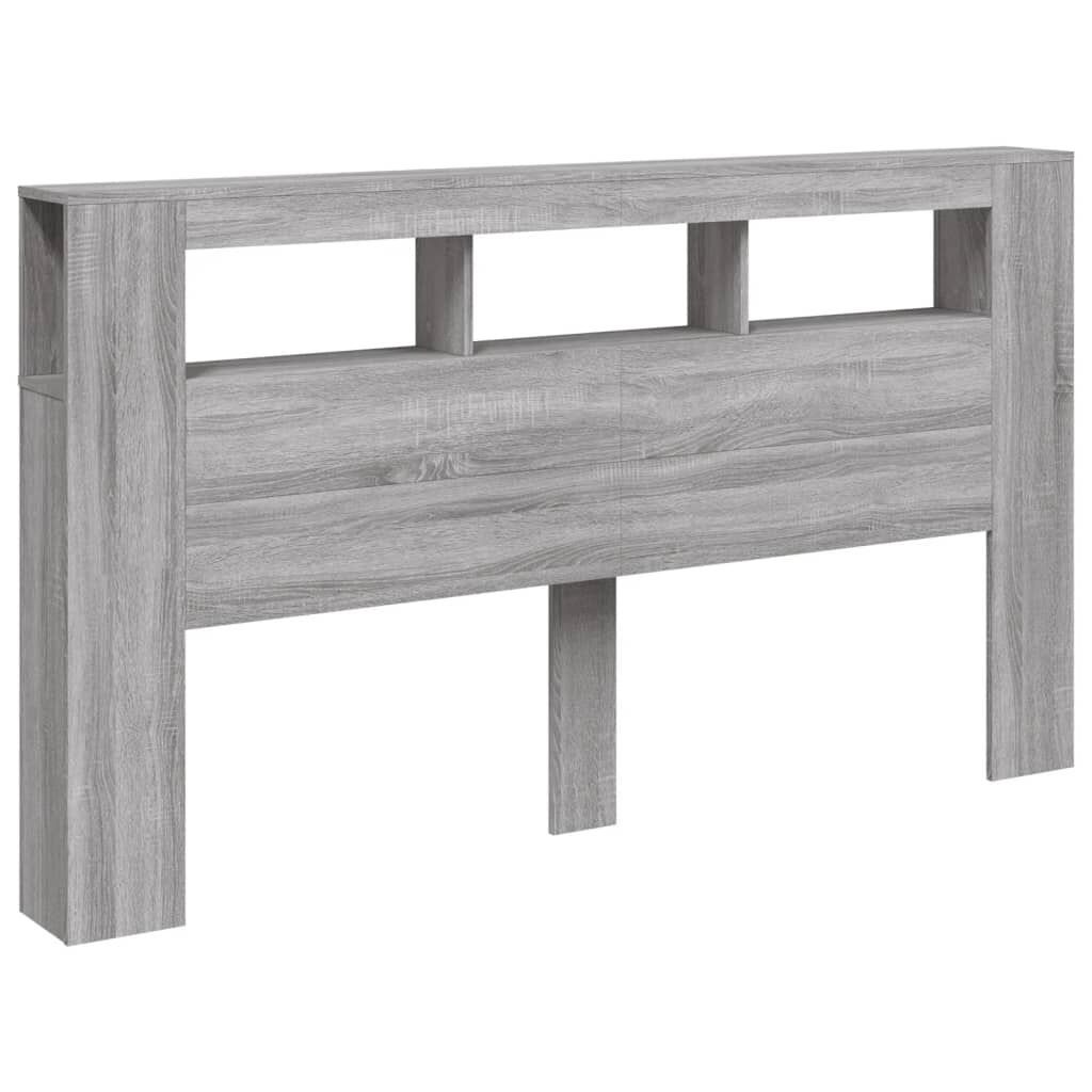 vidaXL Κεφαλάρι Κρεβατιού με LED Γκρι Sonoma 180x18,5x103,5 εκ