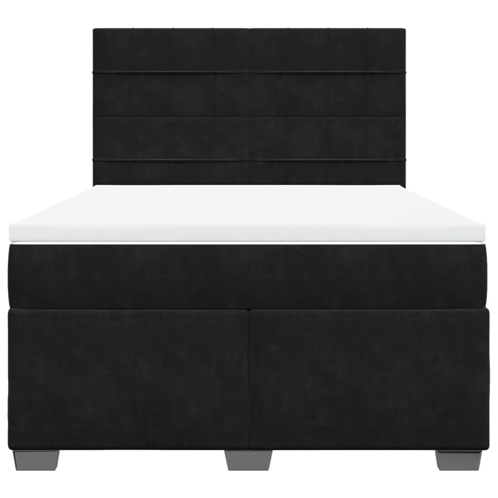 vidaXL Κρεβάτι Boxspring με Στρώμα Μαύρο 140x190 εκ. Βελούδινο