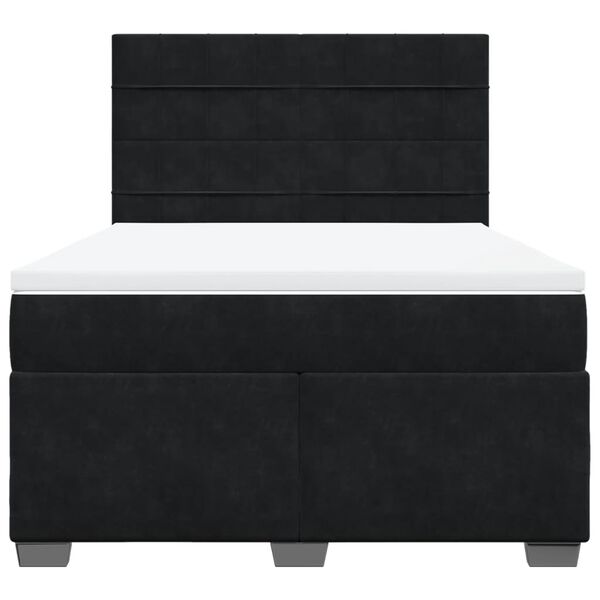 vidaXL Κρεβάτι Boxspring με Στρώμα Μαύρο 140x190 εκ. Βελούδινο