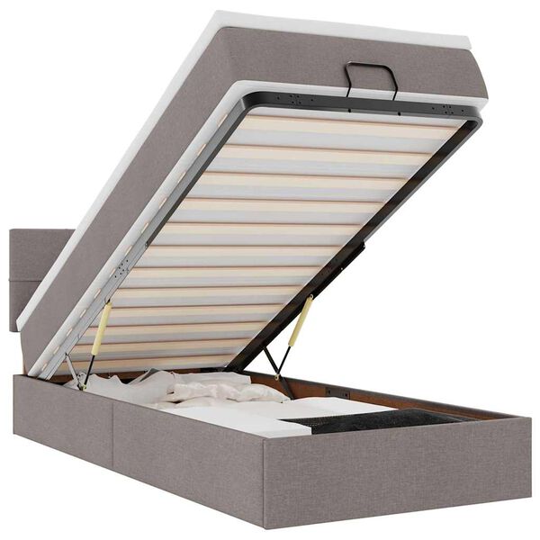 vidaXL &Omicron;&theta;&omega;&mu;&alpha;&nu;&iota;&kappa;ό &kappa;&rho;&epsilon;&beta;ά&tau;&iota; &mu;&epsilon; &sigma;&tau;&rho;ώ&mu;&alpha; & LEDs Taupe 90x190cm ύ&phi;&alpha;&sigma;&mu;&alpha;