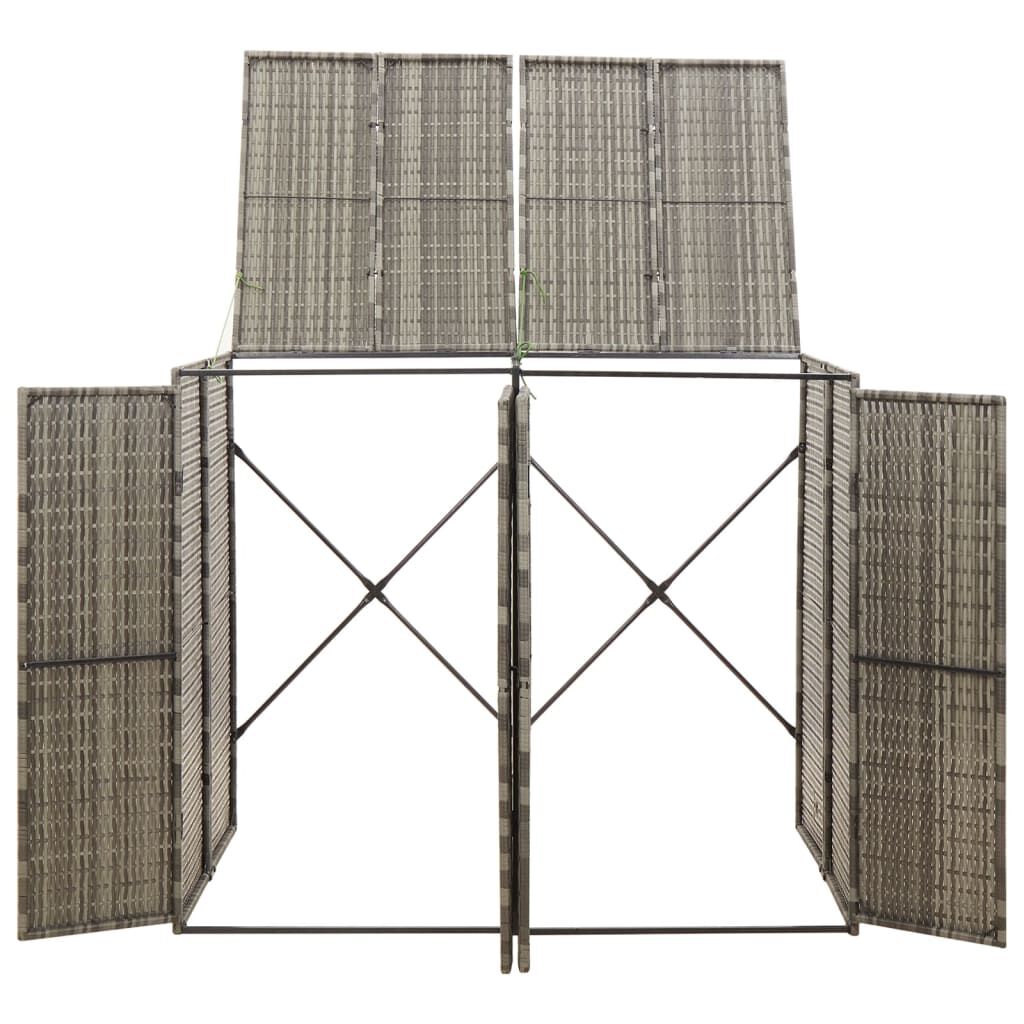 vidaXL Πλαίσιο για Κάδο Απορρ. με Ρόδες Γκρι 140x80x117 εκ Συνθ. Ρατάν