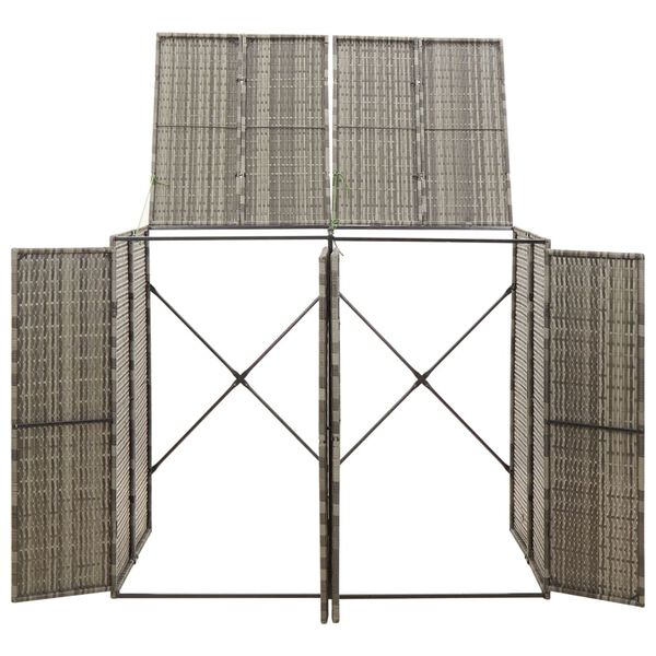vidaXL Πλαίσιο για Κάδο Απορρ. με Ρόδες Γκρι 140x80x117 εκ Συνθ. Ρατάν