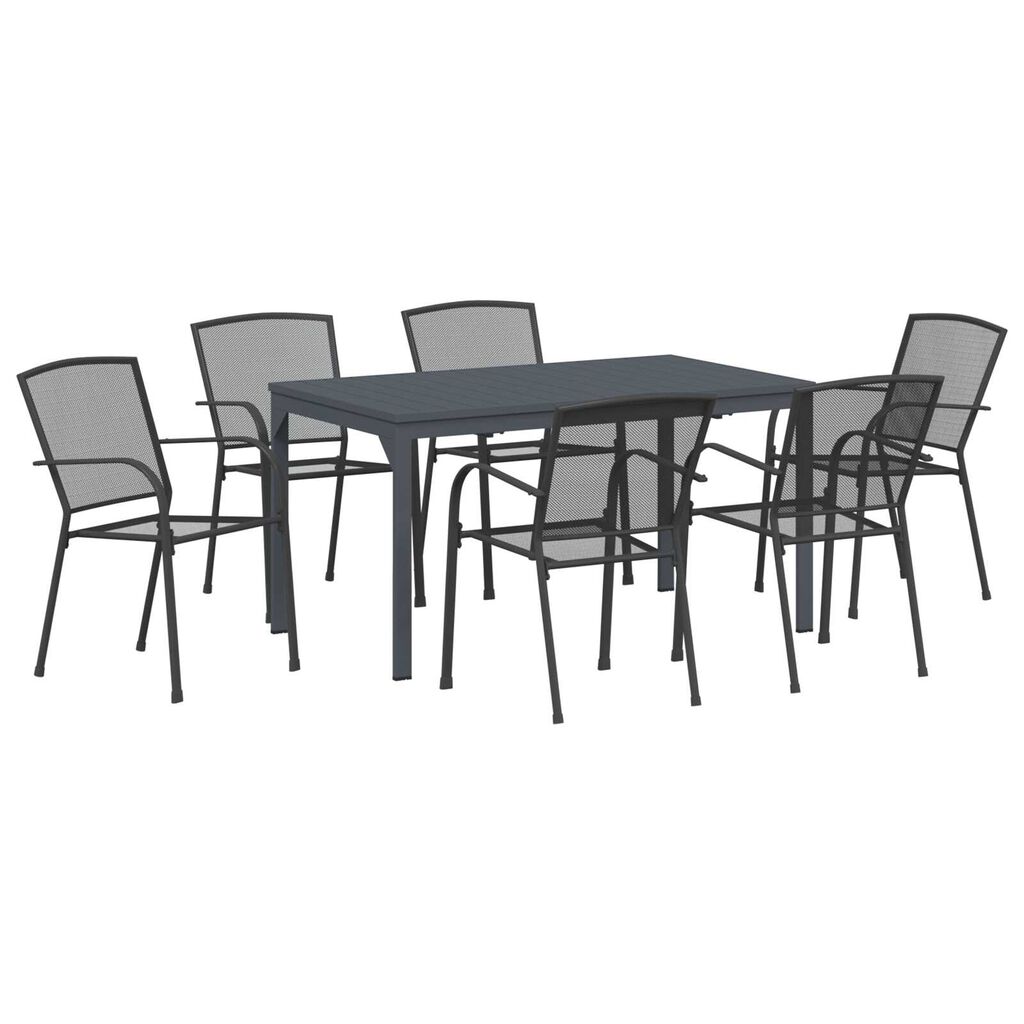 vidaXL Σέτ φαγητού για κήπο 7 pcs Ανθρακί Ατσάλι