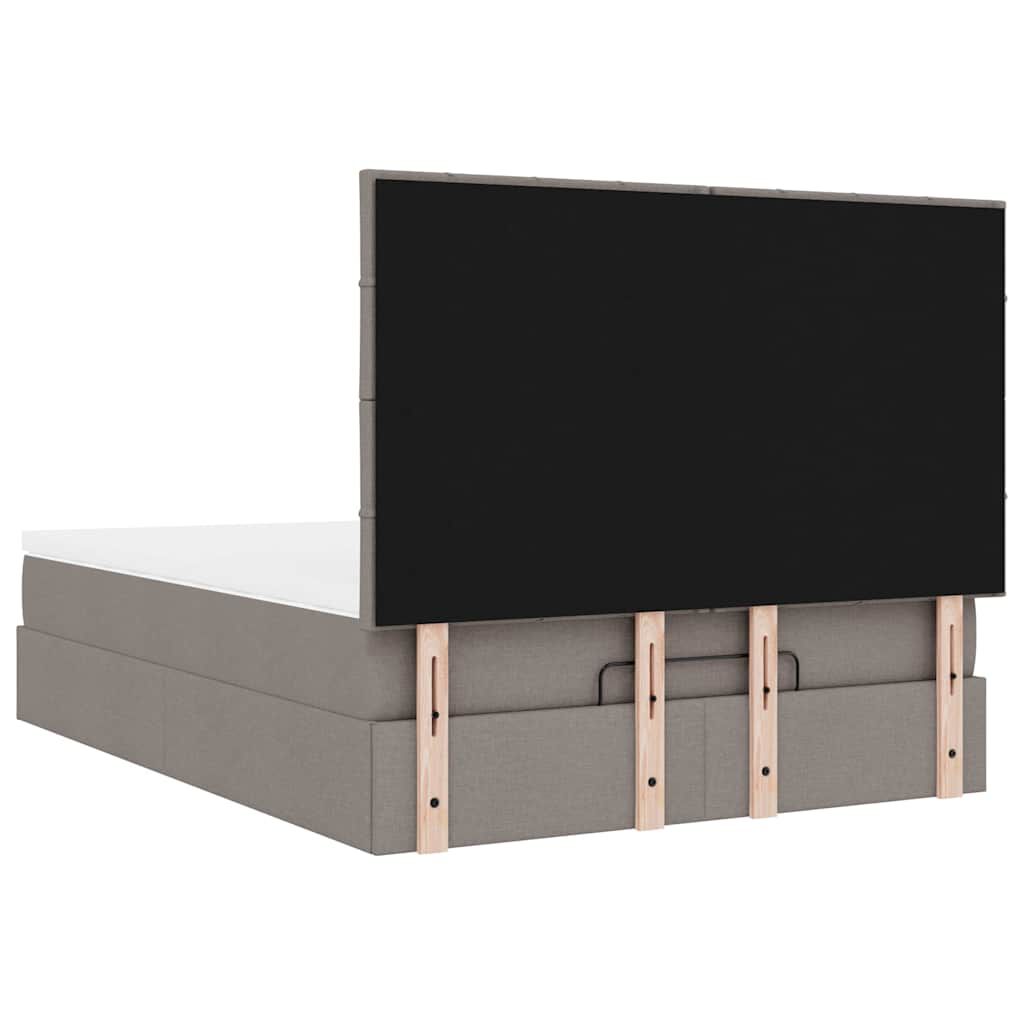 vidaXL Οθωμανικό κρεβάτι με στρώμα Taupe 140x200cm ύφασμα