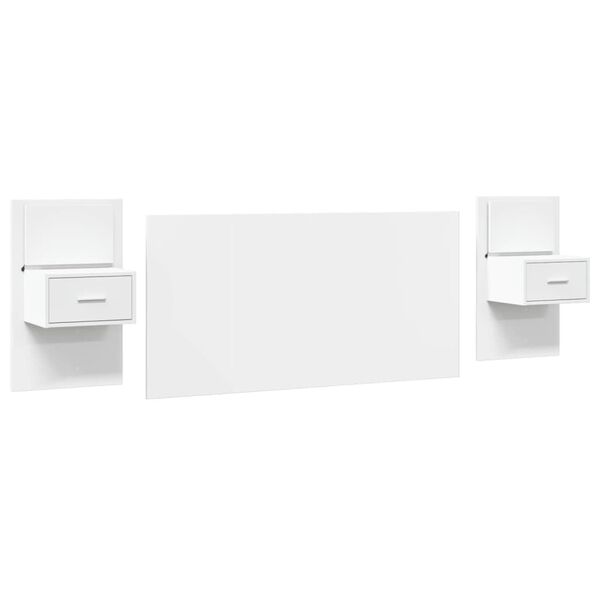 vidaXL Κεφαλάρι Κρεβατιού με Κομοδίνα Λευκό 160 εκ. Επεξεργασμένο Ξύλο