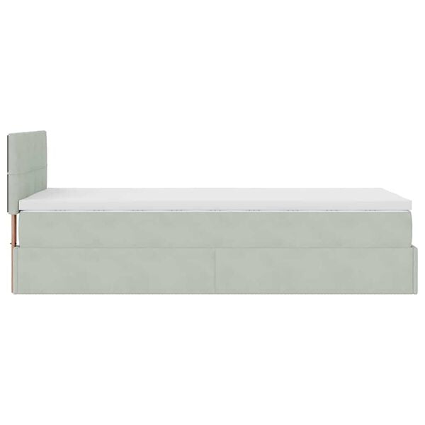 vidaXL Οθωμανικό κρεβάτι με στρώμα&LEDs Ανοιχτό γκρι 80x200cm Βελούδο