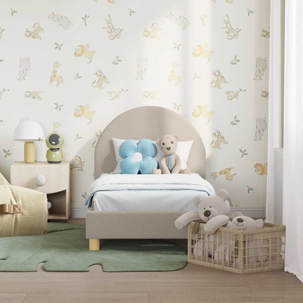 vidaXL Κρεβατική βάση για παιδιά με προσκέφαλο Ανοιχτό γκρι