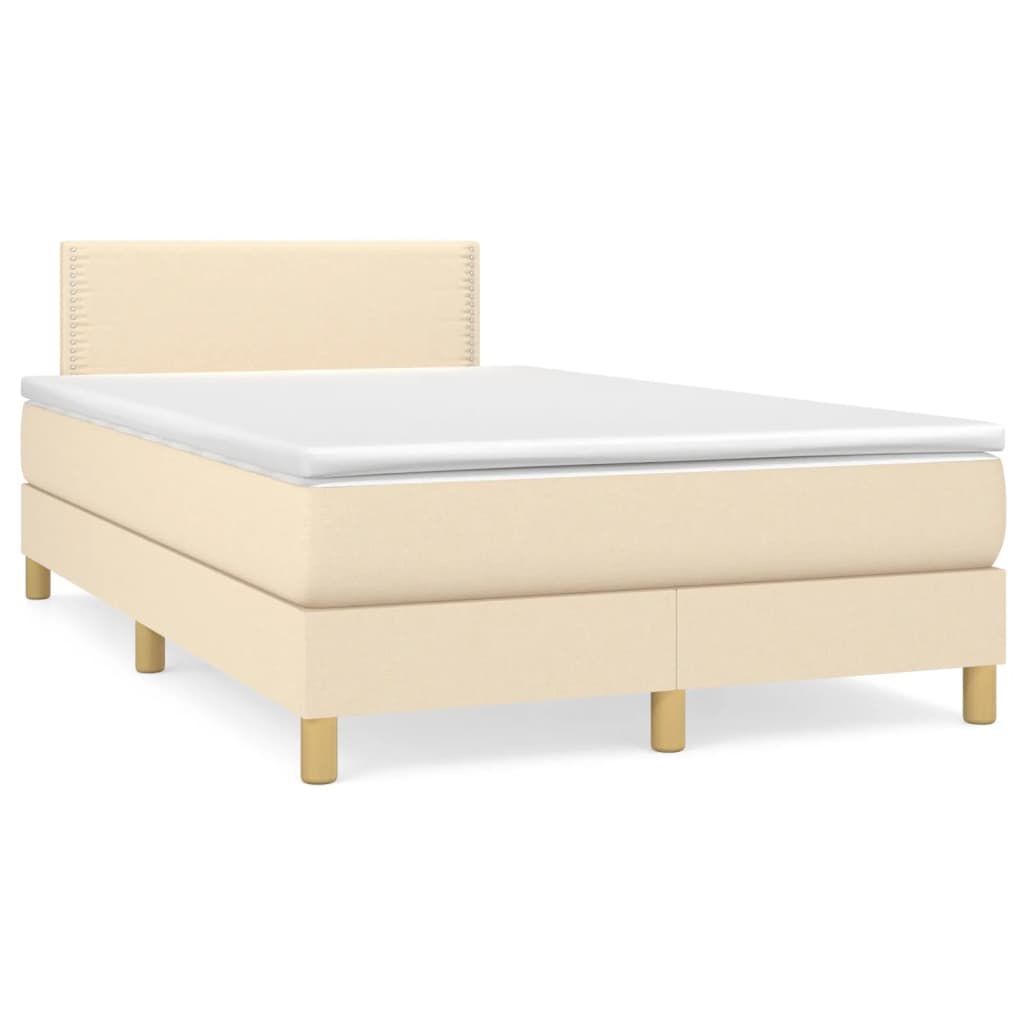 vidaXL Κρεβάτι Boxspring με Στρώμα Κρεμ 120x190 εκ. Υφασμάτινο