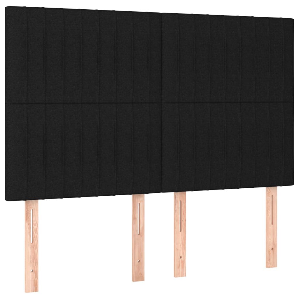 vidaXL Κρεβάτι Boxspring με Στρώμα & LED Μαύρο 140x190 εκ. Υφασμάτινο