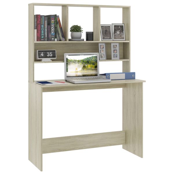 vidaXL Γραφείο με Ράφια Sonoma Δρυς 110x45x157 εκ. από Μοριοσανίδα