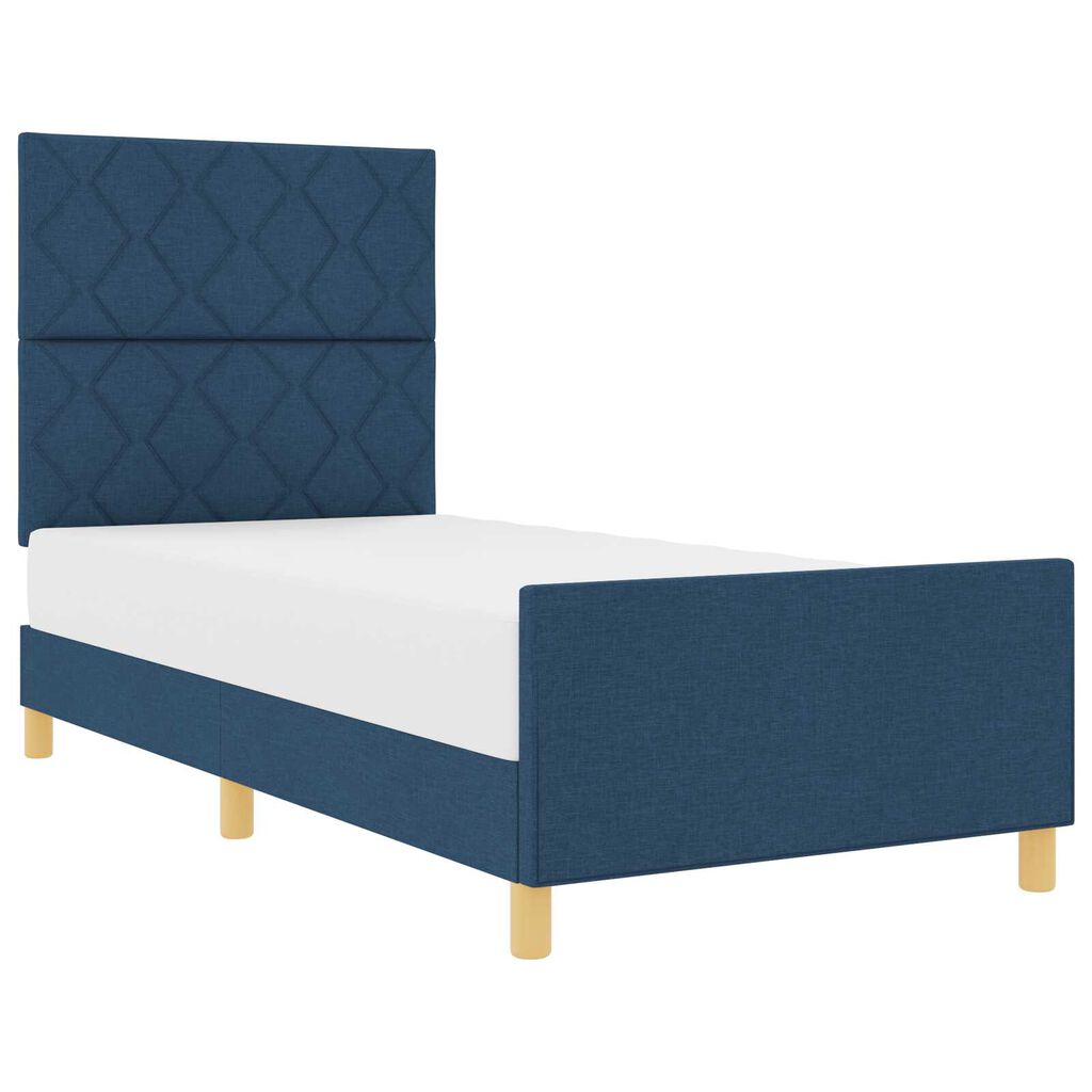 vidaXL Σκελετός Κρεβατιού με κεφαλάρι Μπλε 90 x 200 cm ύφασμα