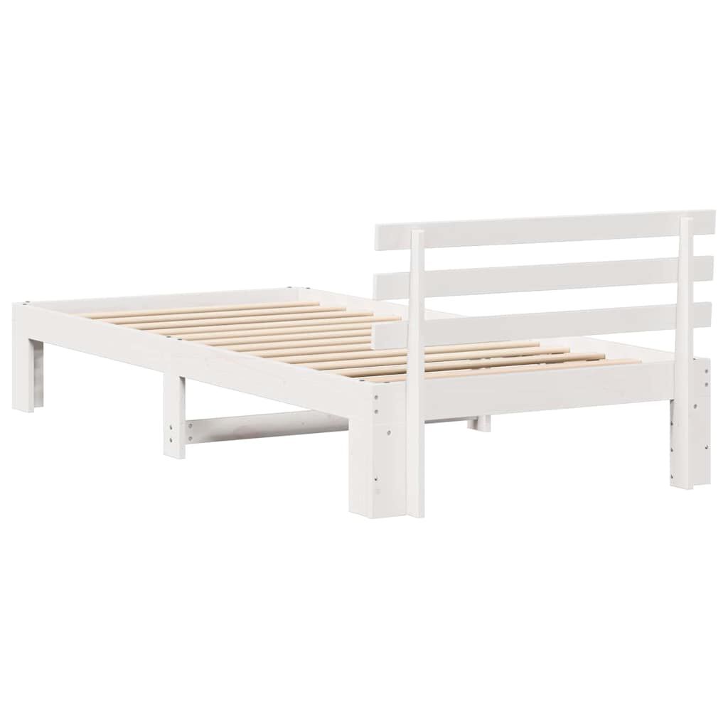 vidaXL Σκελετός Κρεβατιού Λευκό 75 x 190 cm Μασίφ ξύλο πεύκου
