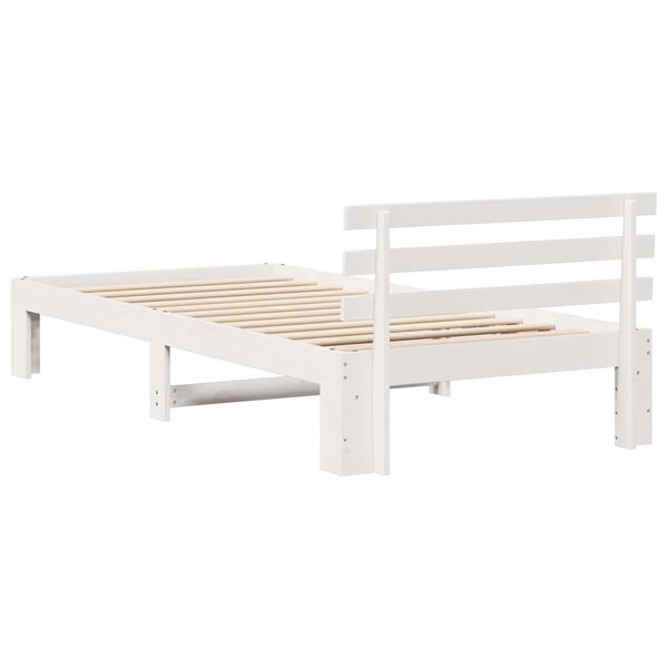 vidaXL Σκελετός Κρεβατιού Λευκό 75 x 190 cm Μασίφ ξύλο πεύκου