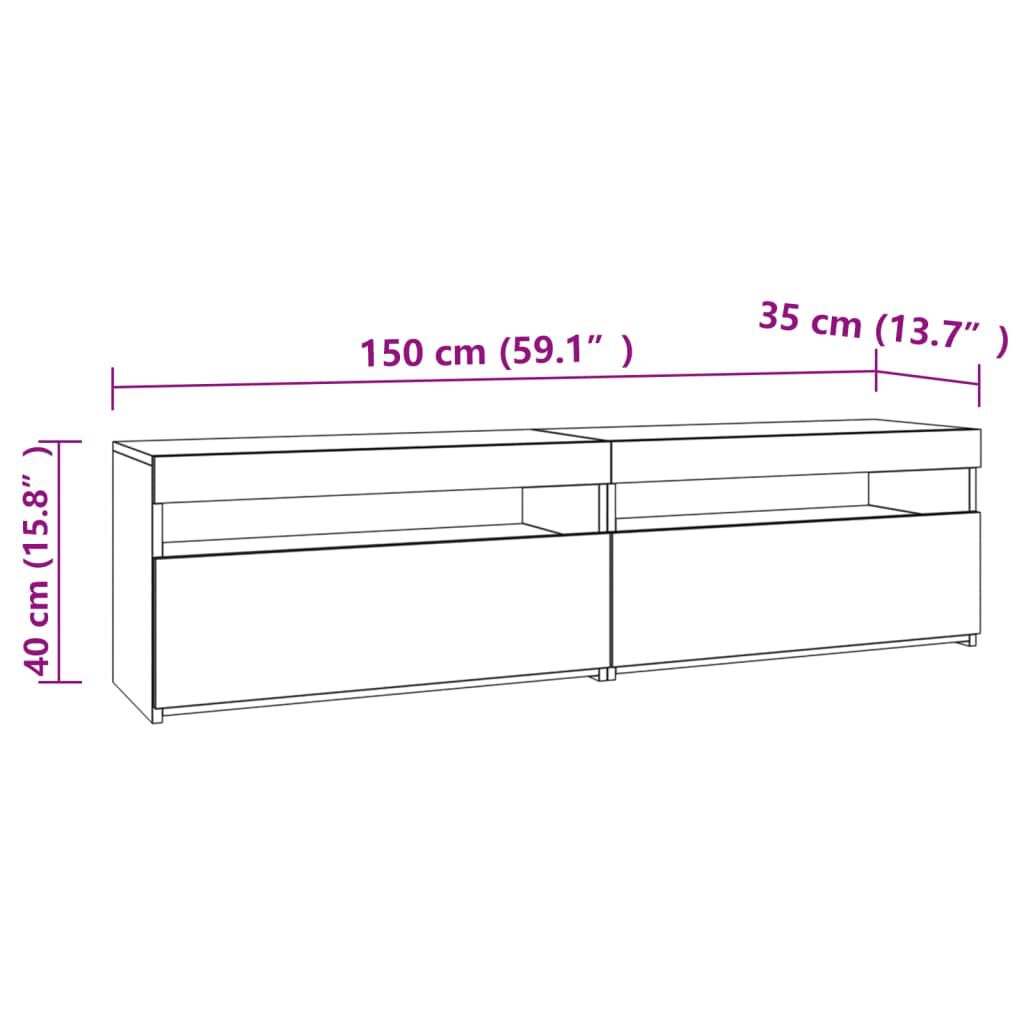 vidaXL Έπιπλο Τηλεόρασης με LED 2 τεμ. Sonoma Δρυς 75 x 35 x 40 εκ.