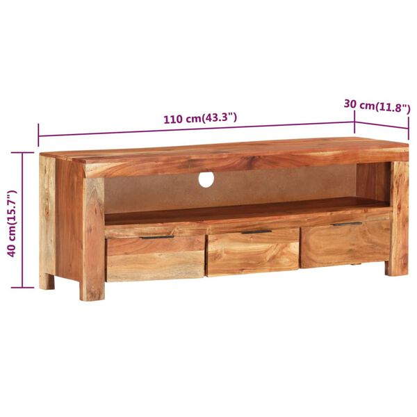 vidaXL Έπιπλο Τηλεόρασης 110 x 30 x 40 εκ. από Μασίφ Ξύλο Ακακίας