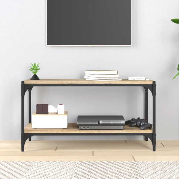 vidaXL Έπιπλο Τηλεόρασης Sonoma Δρυς 80x33x41 εκ. Επεξ. Ξύλο & Ατσάλι