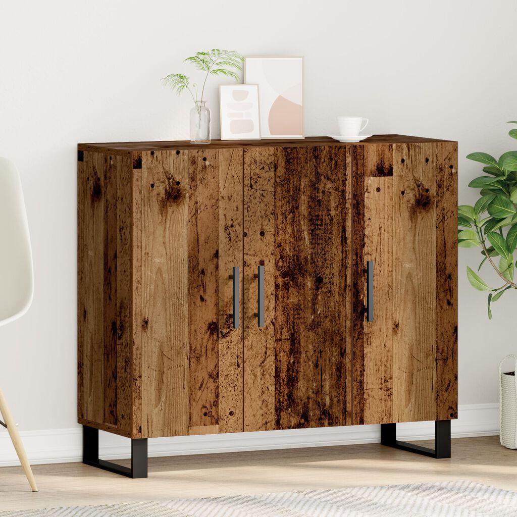 vidaXL Μπουφές με 3 Πόρτες Παλιού Ξύλου 90x34x80 εκ. Σαθρού Ξύλου