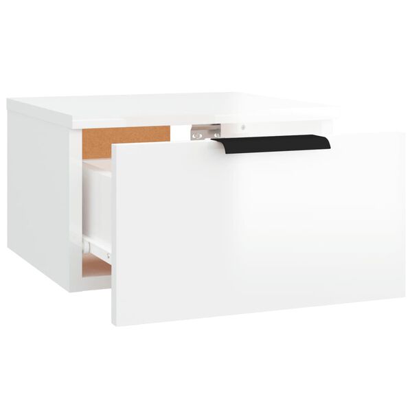 vidaXL Κομοδίνο Επιτοίχιο Γυαλιστερό Λευκό 34x30x20 εκ.