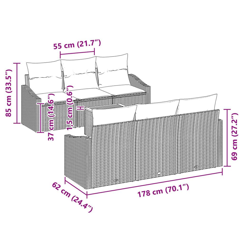 vidaXL Σετ Καναπέ Κήπου 7 pcs μπεζ και ανοιχτό γκρι