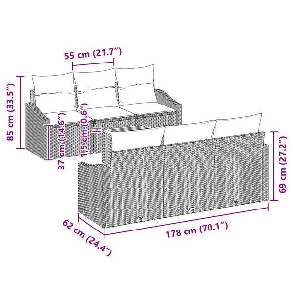 vidaXL Σετ Καναπέ Κήπου 7 pcs μπεζ και ανοιχτό γκρι