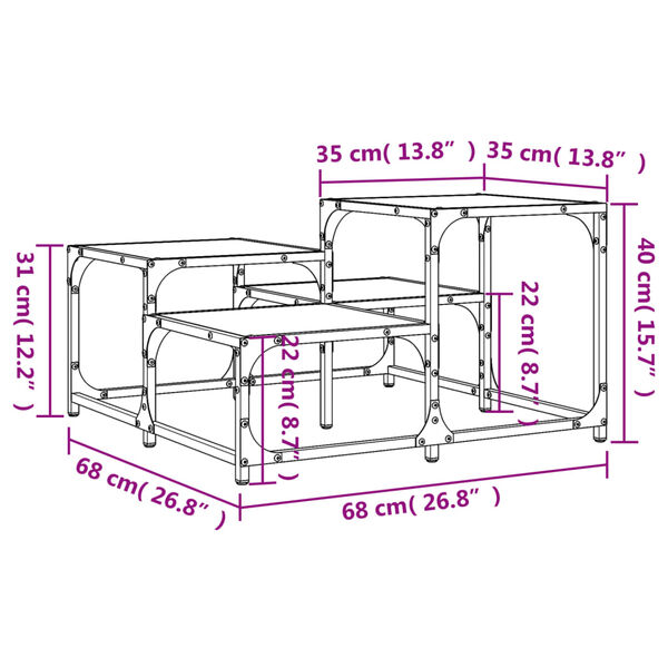 vidaXL Τραπεζάκι Σαλονιού Καπνιστή Δρυς 68 x 68 x 40 εκ. Επεξεργ. Ξύλο