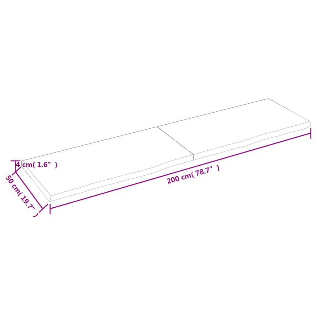 vidaXL Ράφι Τοίχου Σκούρο Καφέ 200x50x(2-4) εκ. Επεξ. Μασίφ Ξύλο Δρυός