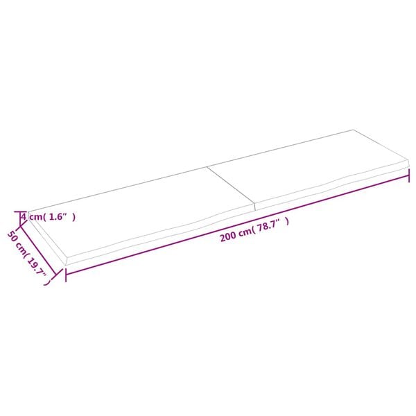 vidaXL Ράφι Τοίχου Σκούρο Καφέ 200x50x(2-4) εκ. Επεξ. Μασίφ Ξύλο Δρυός