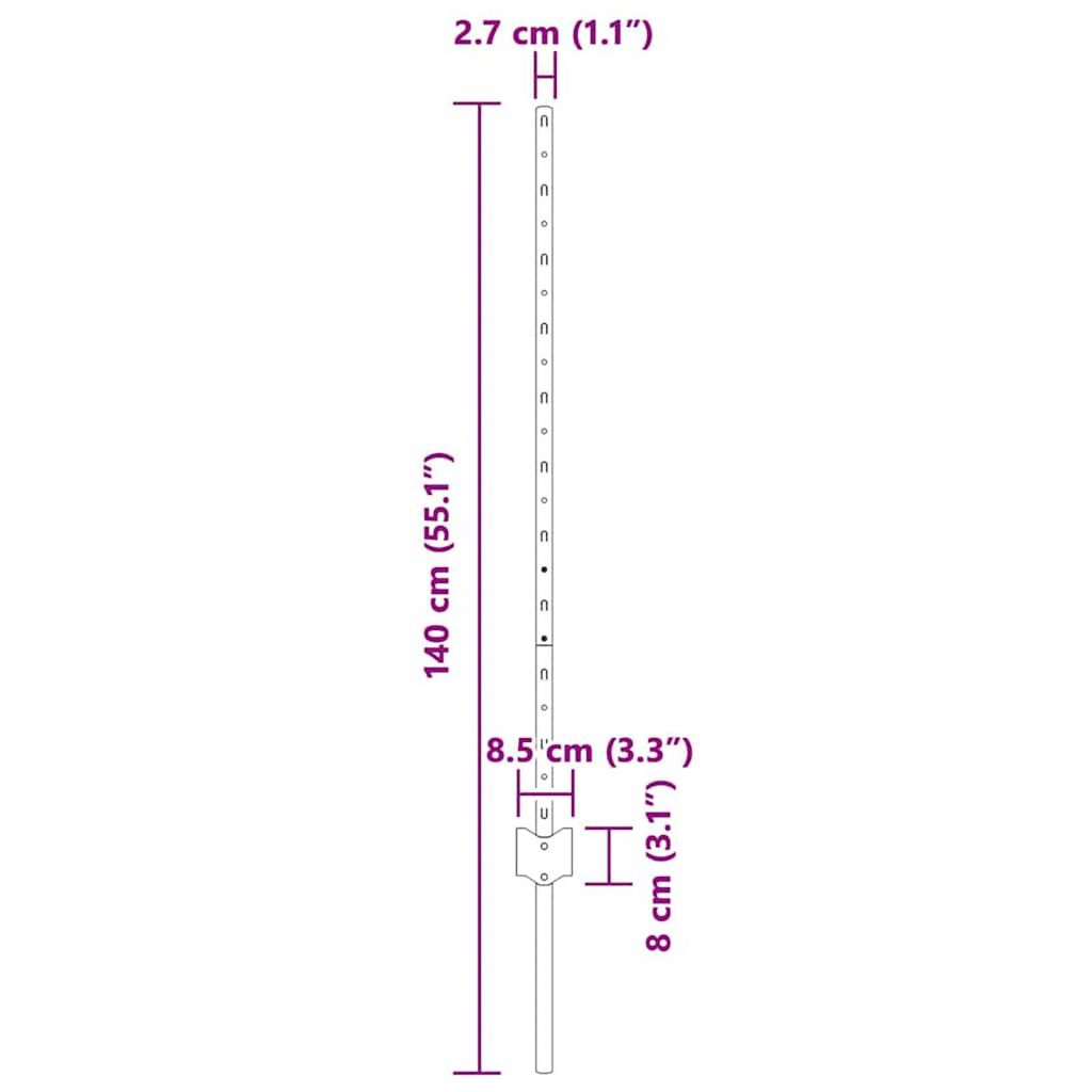vidaXL Πόλοι φράχτη 22 pcs Πράσινο 100 cm Ατσάλι