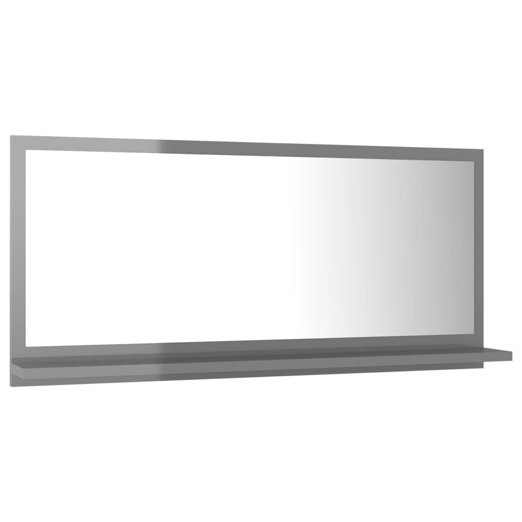 vidaXL Καθρέφτης Μπάνιου Γυαλιστερό Γκρι 80x10,5x37 εκ. Επεξ. Ξύλο