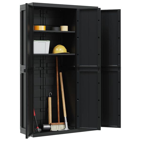 vidaXL Ντουλάπι Αποθ. Εξ. Χώρου Μαύρο 97x37x165εκ. Πολυπροπυλένιο