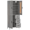 vidaXL Ντουλάπι Γκρι Sonoma 69,5 x 34 x 180 εκ. Επεξεργασμένο Ξύλο