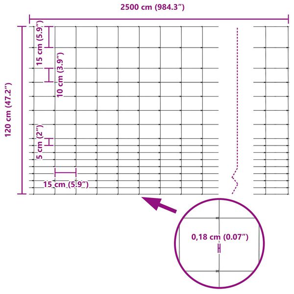vidaXL Περίφραξη αγρού Ασημί 25 x 1.2 μ Γαλβανισμένος χάλυβας