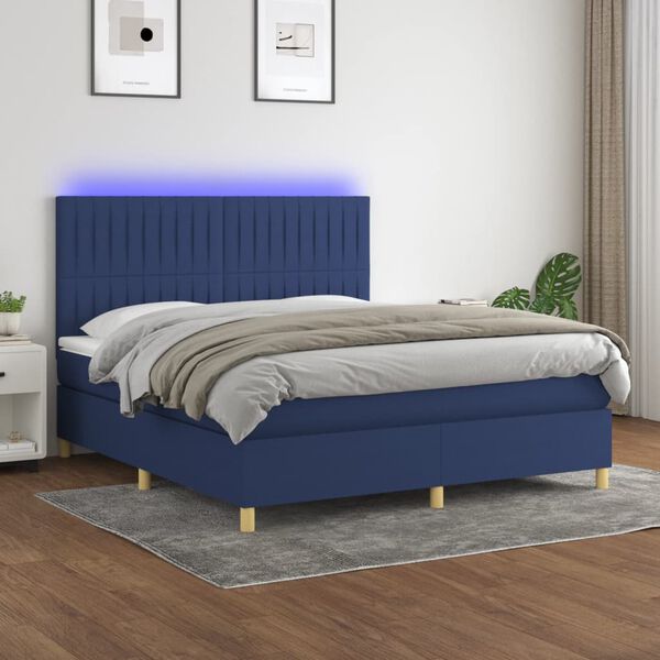 vidaXL &Kappa;&rho;&epsilon;&beta;ά&tau;&iota; Boxspring &mu;&epsilon; &Sigma;&tau;&rho;ώ&mu;&alpha; & LED &Mu;&pi;&lambda;&epsilon; 180x200 &epsilon;&kappa;. &Upsilon;&phi;&alpha;&sigma;&mu;ά&tau;&iota;&nu;&omicron;