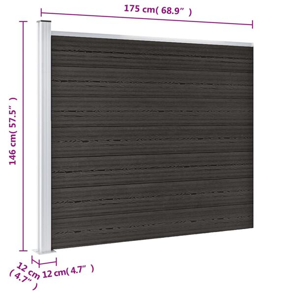vidaXL Πάνελ Περίφραξης Γκρι 175 x 146 εκ. από WPC