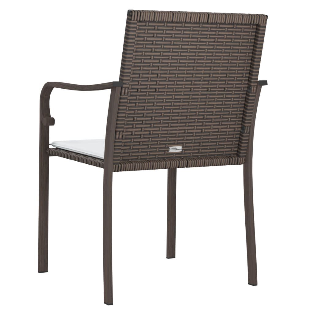 vidaXL Καρέκλες Κήπου 2 τεμ. Καφέ 56x59x84 εκ. Συνθ. Ρατάν & Μαξιλάρια