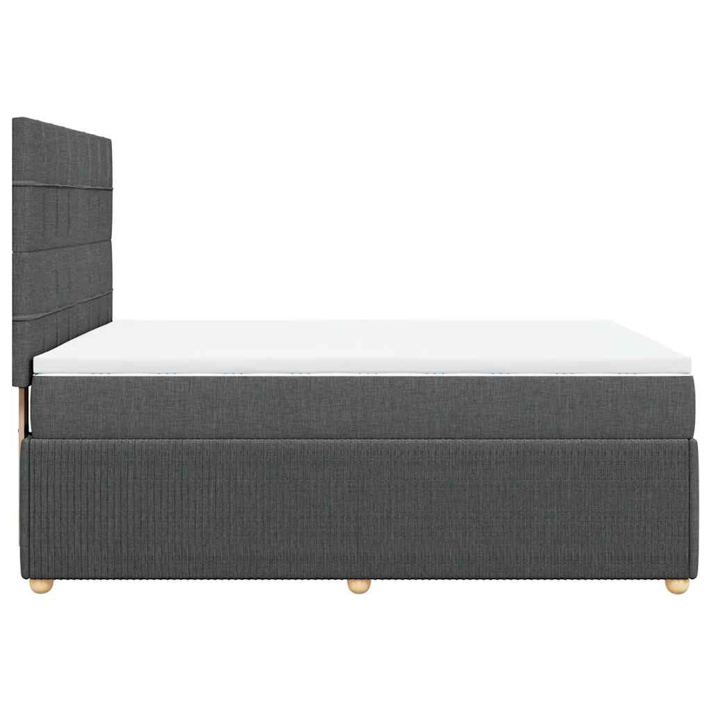 vidaXL Κρεβάτι Boxspring με Στρώμα Σκούρο Γκρι 140x200 εκ Υφασμάτινο