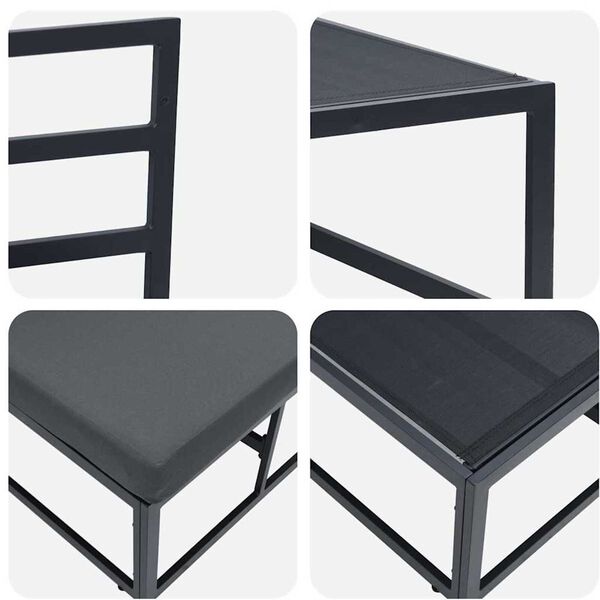 vidaXL Εξωτερικά Έπιπλα με μαξιλάρι με μαξιλάρι 2 pcs Μαύρο Αλουμίνιο